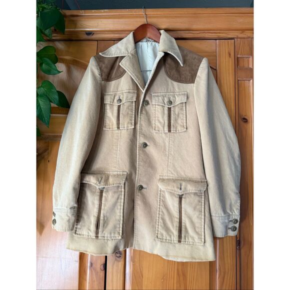 Vintage 70s Selkirk Corduroy Jacket Made in Japan Polo Lining Western M/L - Picture 1 of 11